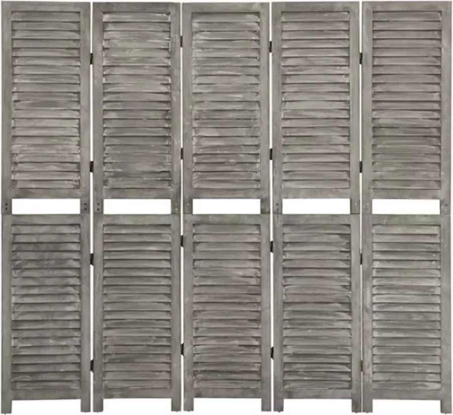 VidaXL -Kamerscherm-met-5-panelen-179x166-cm-massief-hout-grijs