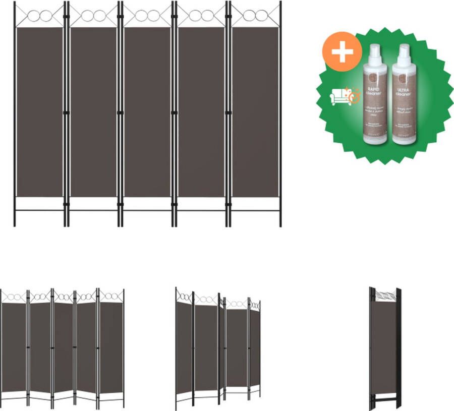 VidaXL Kamerscherm met 5 panelen 200x180 cm antraciet Kamerscherm Inclusief Onderhoudsset