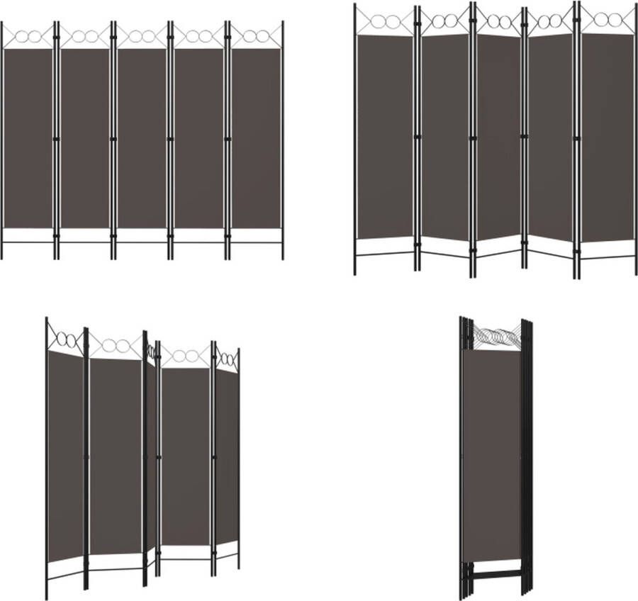VidaXL Kamerscherm met 5 panelen 200x180 cm antraciet Scheidingswand Scheidingswanden Ruimteverdeler Ruimteverdelers