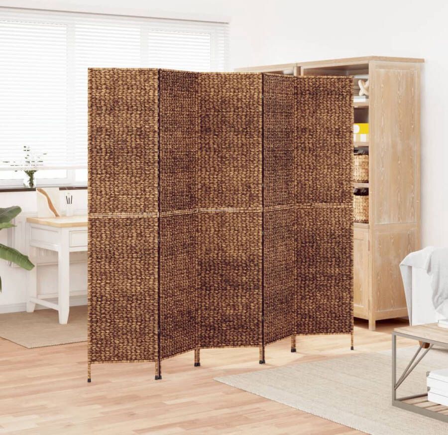VidaXL -Kamerscherm-met-5-panelen-205x180-cm-waterhyacint-bruin - Foto 2