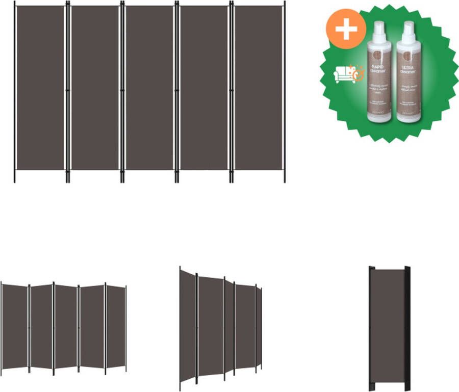 VidaXL Kamerscherm met 5 panelen 250x180 cm antraciet Kamerscherm Inclusief Onderhoudsset