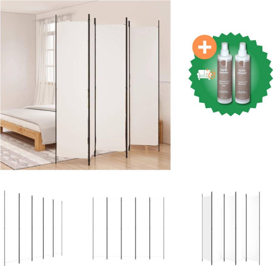 VidaXL Kamerscherm met 5 panelen 250x220 cm stof wit Kamerscherm Inclusief Onderhoudsset