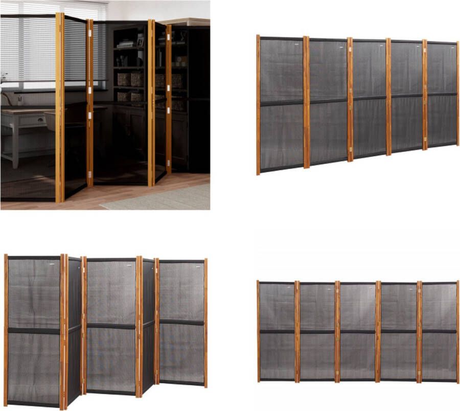 VidaXL Kamerscherm met 5 panelen 350x180 cm zwart Kamerscherm Kamerschermen Scheidingswand Ruimteverdeler