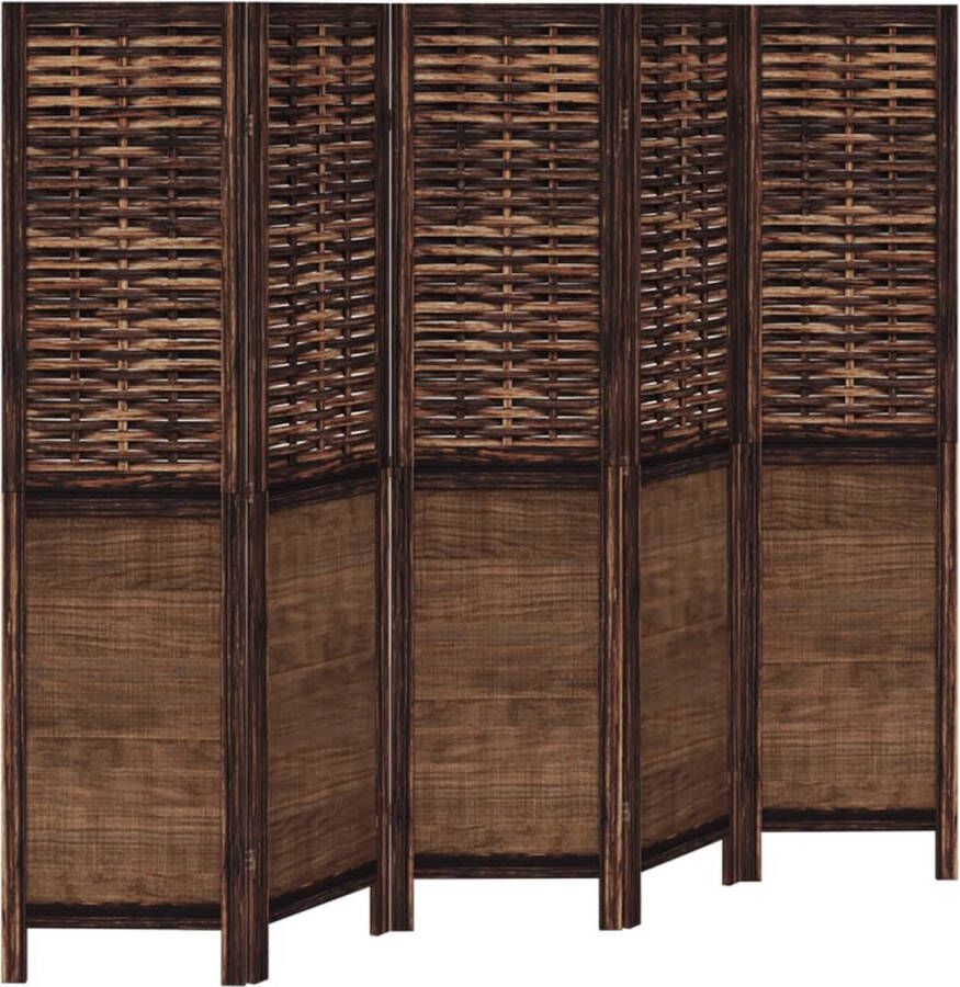 VidaXL -Kamerscherm-met-5-panelen-massief-paulowniahout-donkerbruin - Foto 3