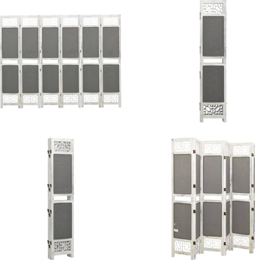 VidaXL Kamerscherm met 6 panelen 210x165 cm stof grijs Kamerscherm Kamerschermen Privacyscherm Klapscherm