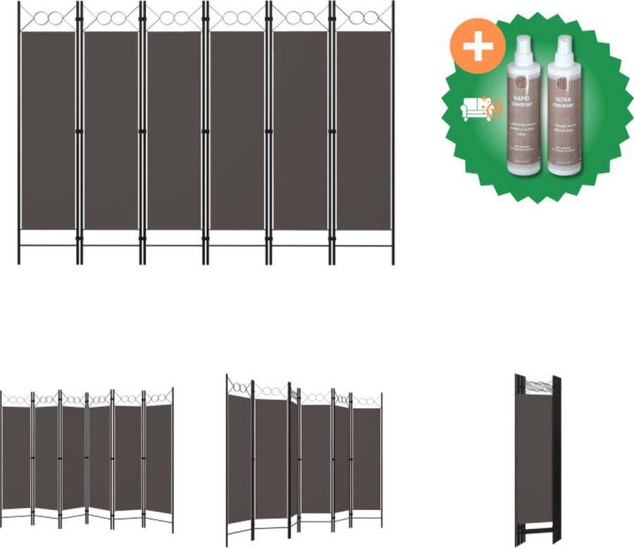 VidaXL Kamerscherm met 6 panelen 240x180 cm antraciet Kamerscherm Inclusief Onderhoudsset