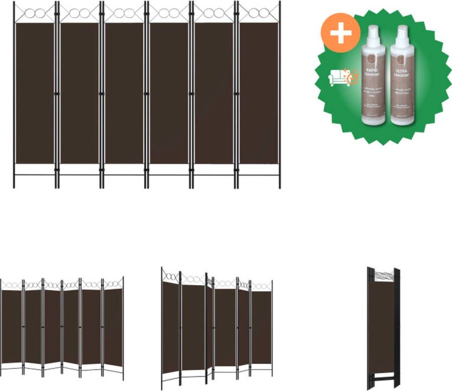 VidaXL Kamerscherm met 6 panelen 240x180 cm bruin Kamerscherm Inclusief Onderhoudsset