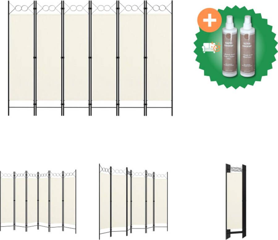 VidaXL Kamerscherm met 6 panelen 240x180 cm crèmewit Kamerscherm Inclusief Onderhoudsset