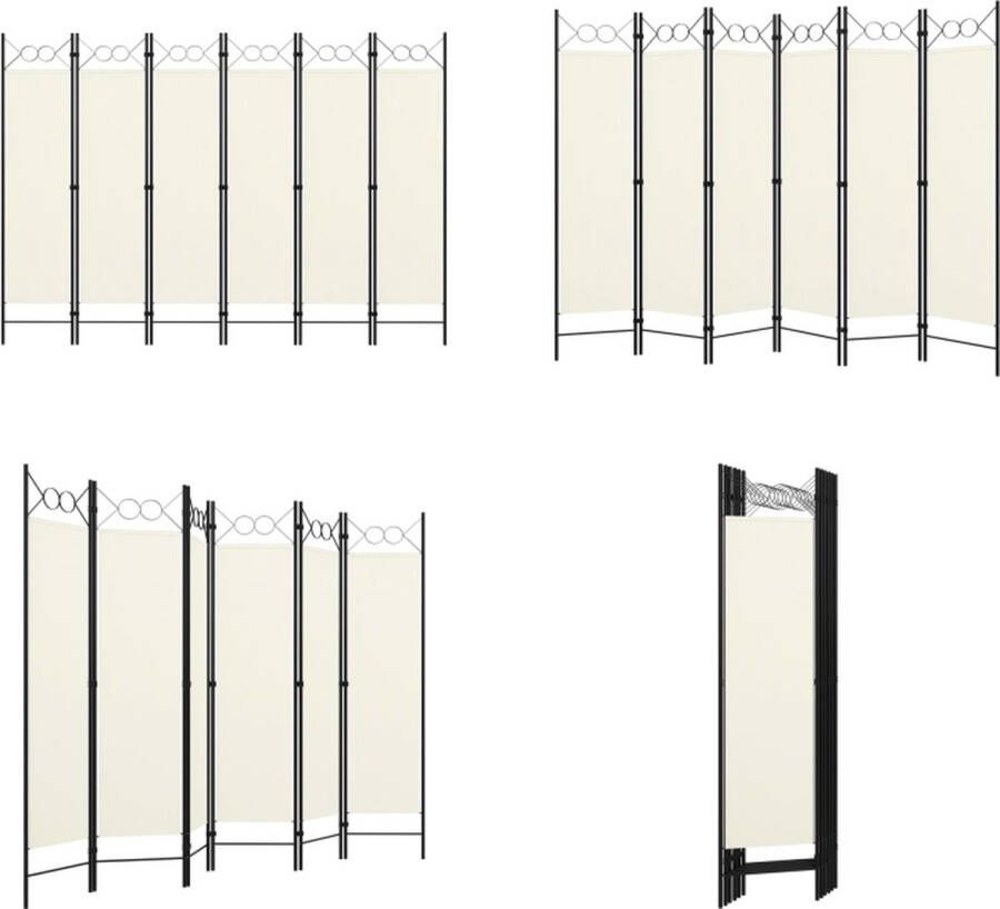 VidaXL Kamerscherm met 6 panelen 240x180 cm crèmewit Scheidingswand Scheidingswanden Ruimteverdeler Ruimteverdelers