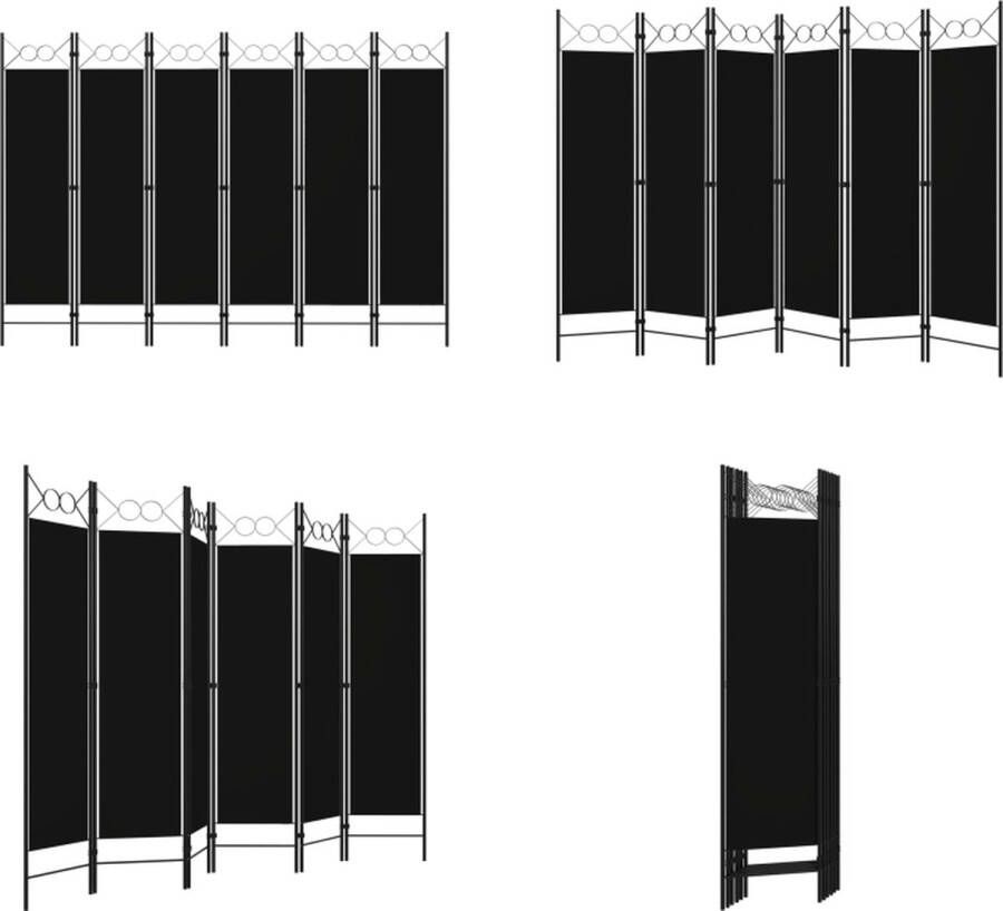 VidaXL Kamerscherm met 6 panelen 240x180 cm zwart Scheidingswand Scheidingswanden Ruimteverdeler Ruimteverdelers