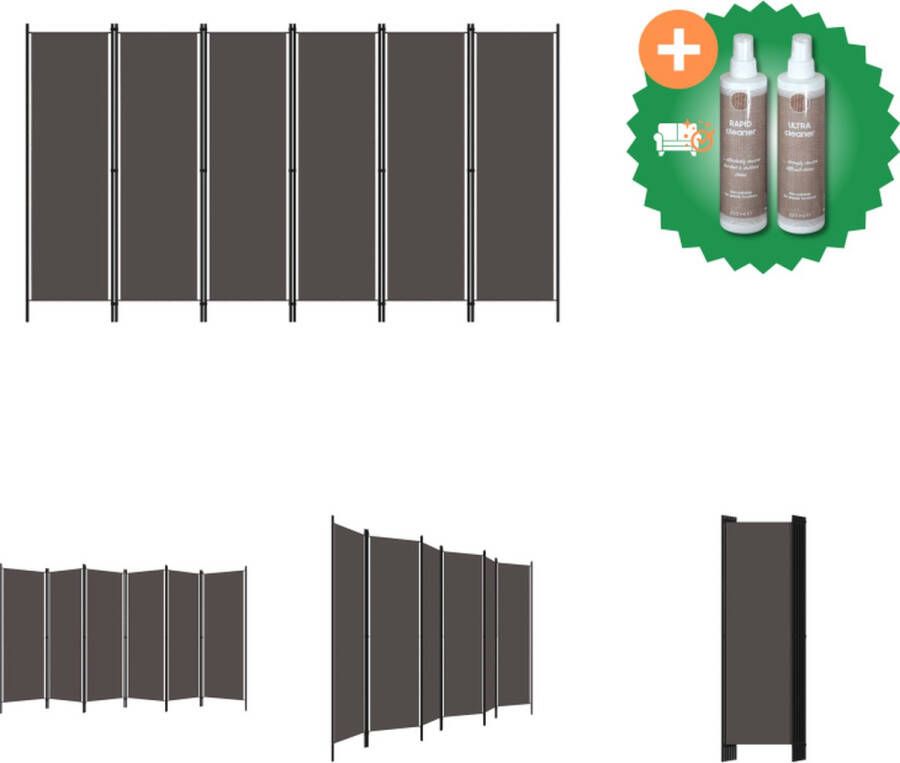 VidaXL Kamerscherm met 6 panelen 300x180 cm antraciet Kamerscherm Inclusief Onderhoudsset