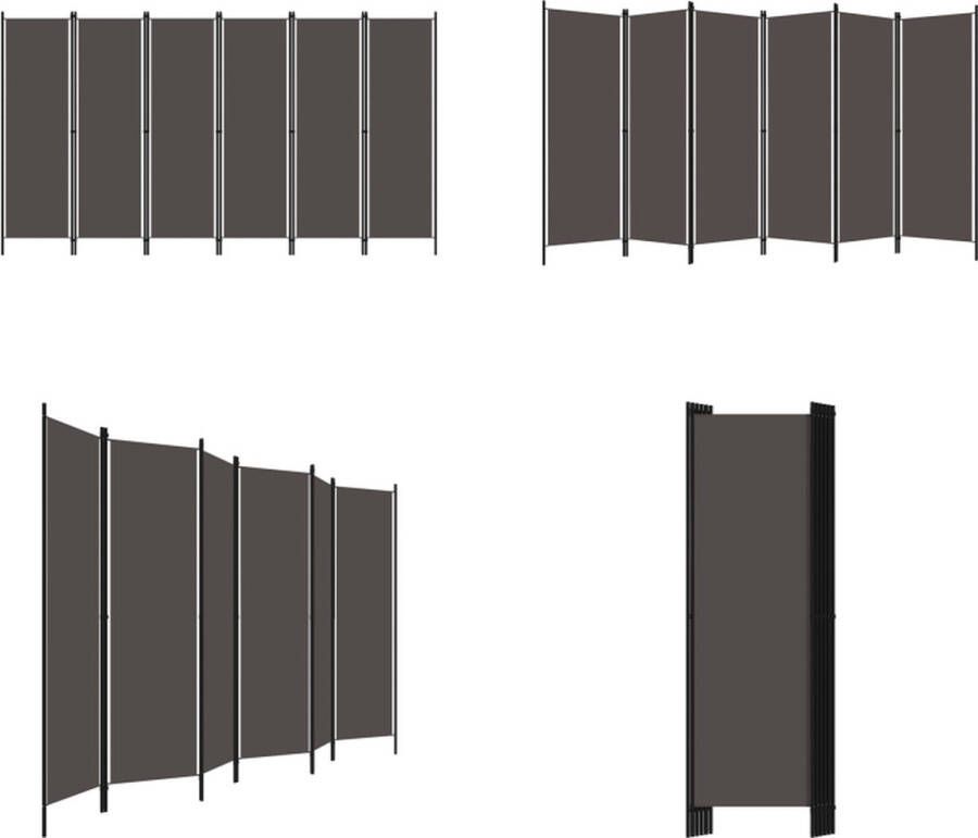 VidaXL Kamerscherm met 6 panelen 300x180 cm antraciet Scheidingswand Scheidingswanden Ruimteverdeler Ruimteverdelers