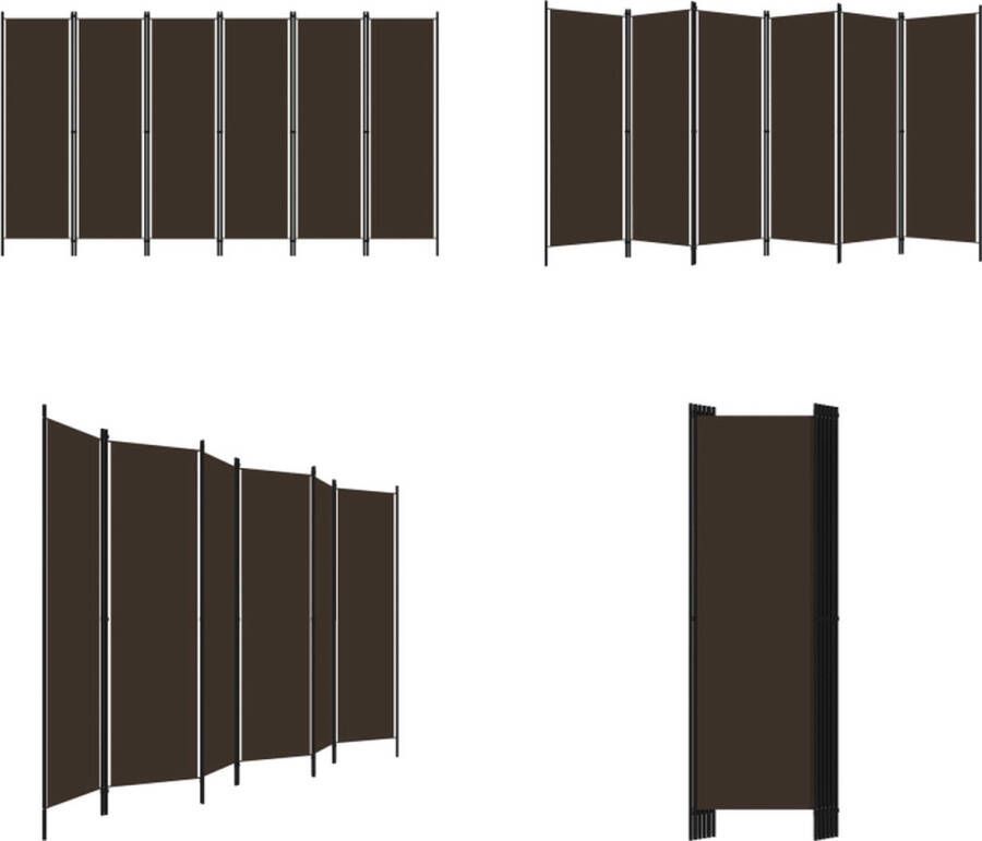 VidaXL Kamerscherm met 6 panelen 300x180 cm bruin Scheidingswand Scheidingswanden Ruimteverdeler Ruimteverdelers