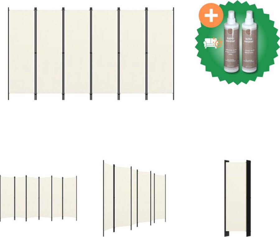 VidaXL Kamerscherm met 6 panelen 300x180 cm crèmewit Kamerscherm Inclusief Onderhoudsset