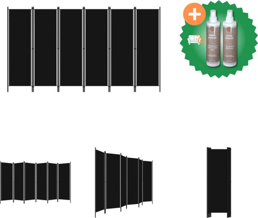 VidaXL Kamerscherm met 6 panelen 300x180 cm zwart Kamerscherm Inclusief Onderhoudsset