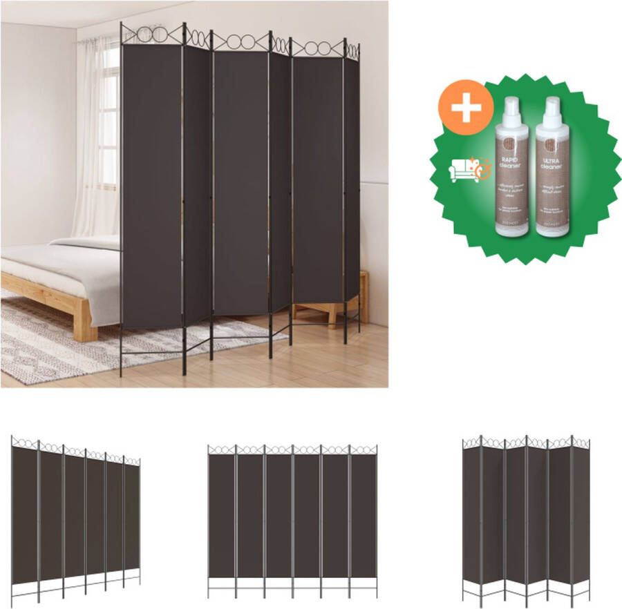VidaXL Kamerscherm met 6 panelen 300x220 cm stof bruin Kamerscherm Inclusief Onderhoudsset
