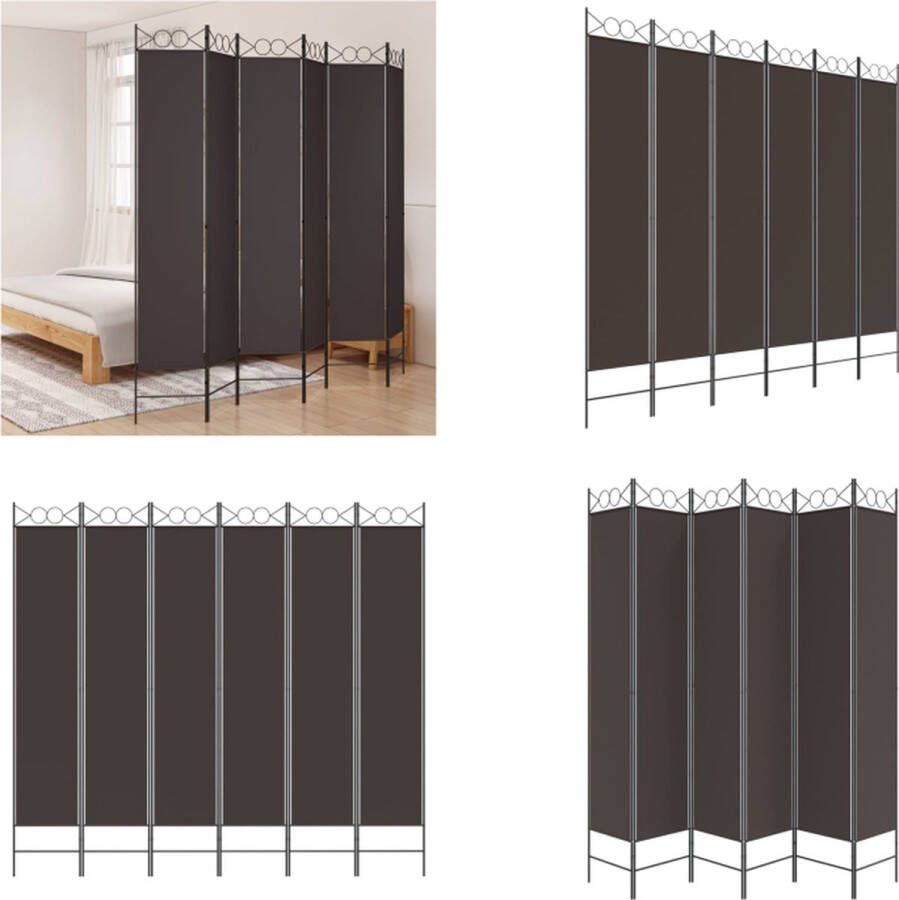 VidaXL Kamerscherm met 6 panelen 300x220 cm stof bruin Kamerscherm Kamerschermen Scheidingswand Ruimteverdeler