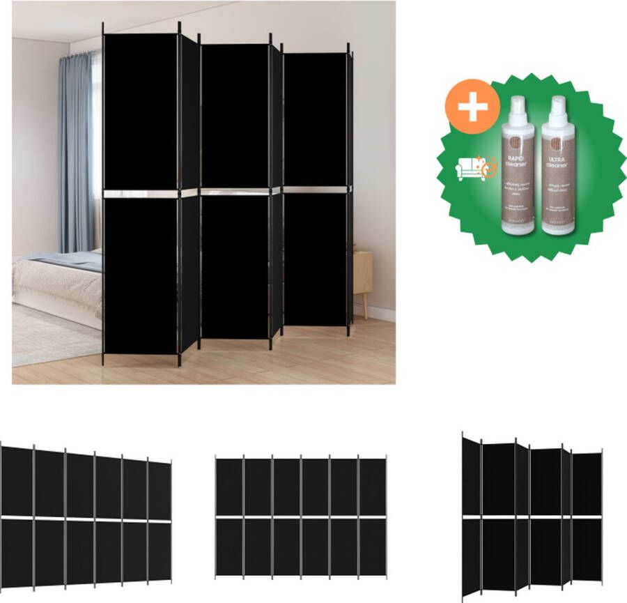 VidaXL Kamerscherm met 6 panelen 300x220 cm stof zwart Kamerscherm Inclusief Onderhoudsset