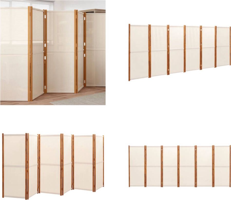 VidaXL Kamerscherm met 6 panelen 420x180 cm crèmewit Kamerscherm Kamerschermen Scheidingswand Ruimteverdeler