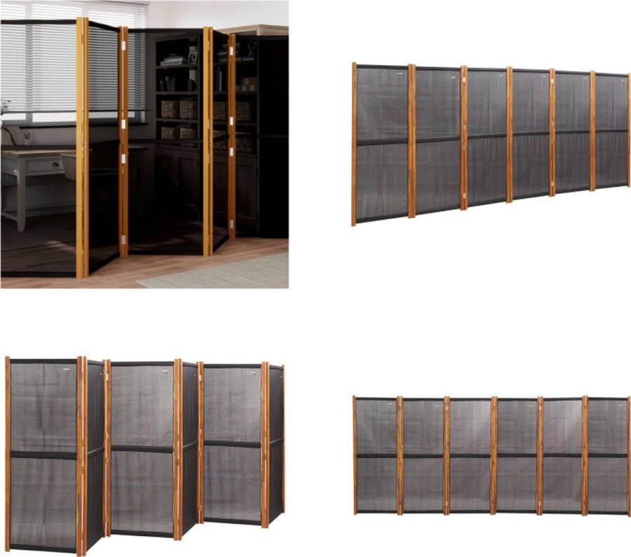 VidaXL Kamerscherm met 6 panelen 420x180 cm zwart Kamerscherm Kamerschermen Scheidingswand Ruimteverdeler