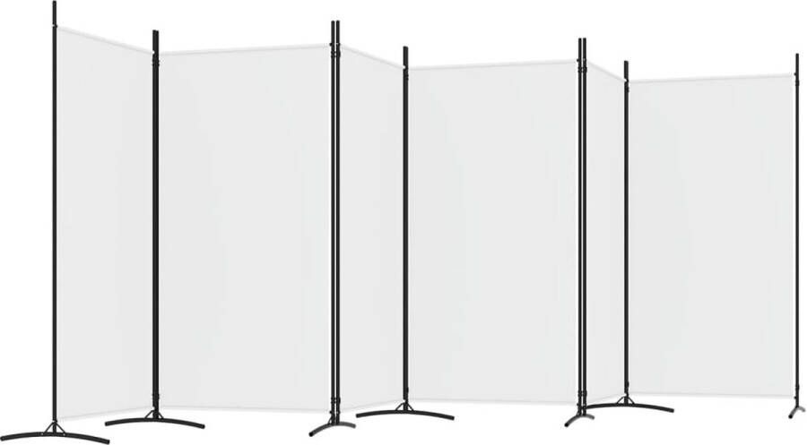 VidaXL Kamerscherm met 6 panelen 520x180 cm stof wit Kamerscherm Inclusief Onderhoudsset - Foto 2