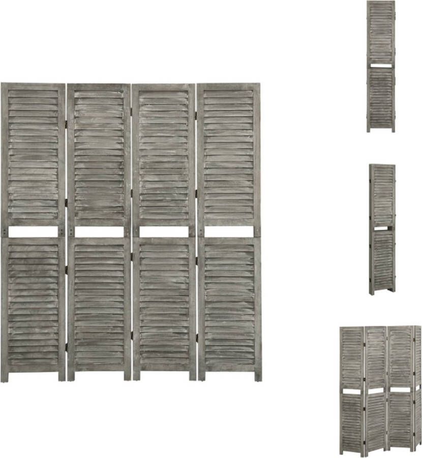 VidaXL Kamerscherm Kamerschermen Privacyscherm Klapscherm Kamerscherm met 4 panelen 143x166 cm massief hout grijs - Foto 2