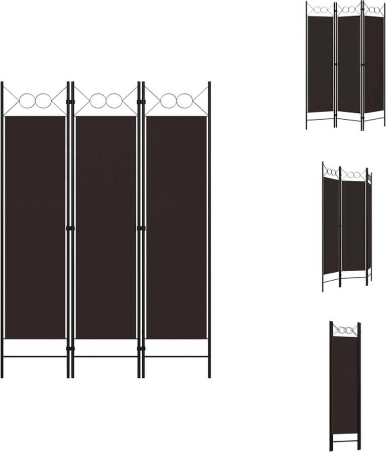 vidaXL Kamerscherm Ruimteverdeler 120 x 180 cm Bruin Stof Gepoedercoat IJzer Kamerscherm