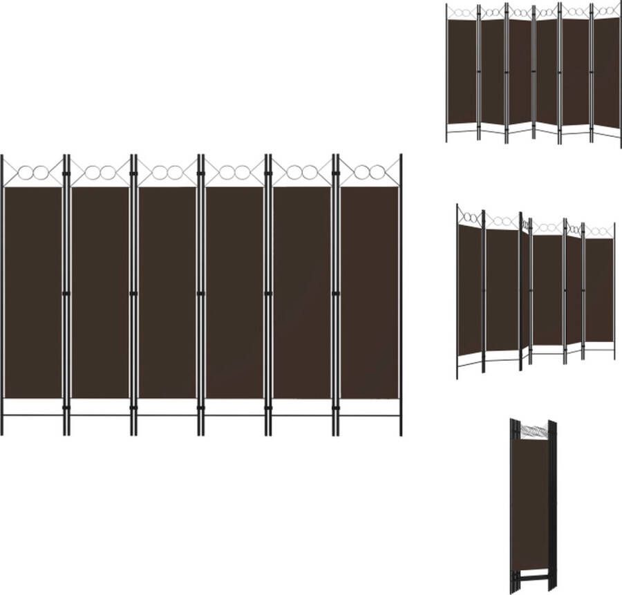VidaXL Kamerscherm Ruimteverdeler met 6 panelen 240 x 180 cm Bruin Kamerscherm