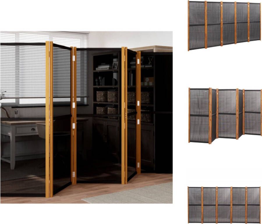 VidaXL Kamerscherm Kamerschermen Scheidingswand Ruimteverdeler Kamerscherm met 5 panelen 350x180 cm zwart - Foto 2