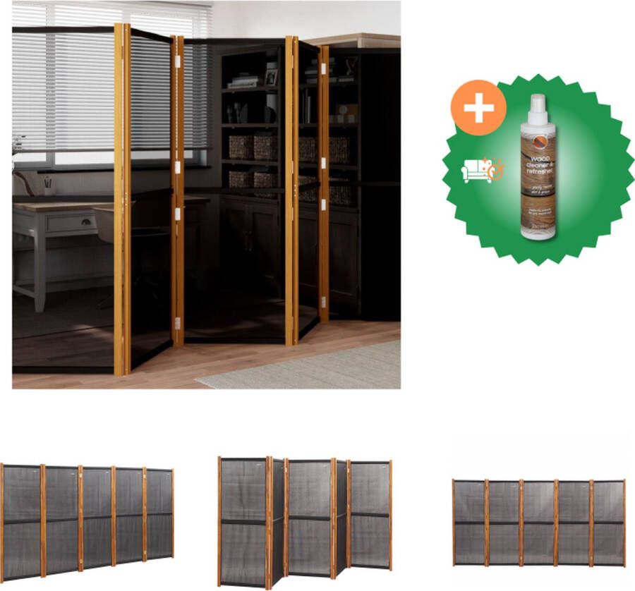 VidaXL Kamerscherm Serene Kamerscherm 350x180 cm Acaciahout Zwart Kamerscherm Inclusief Houtreiniger en verfrisser