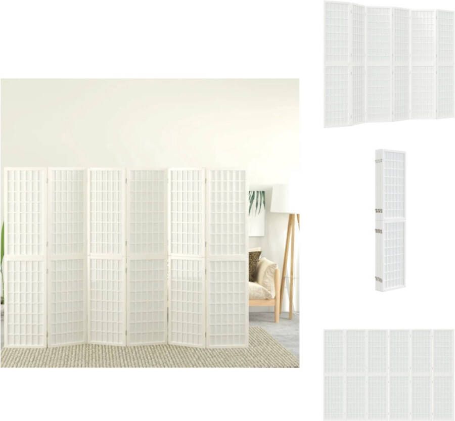 VidaXL Kamerscherm Kamerschermen Privacyscherm Ruimteverdelingsscherm Kamerscherm inklapbaar 6 panelen Japanse stijl 240x170 cm wit - Foto 2