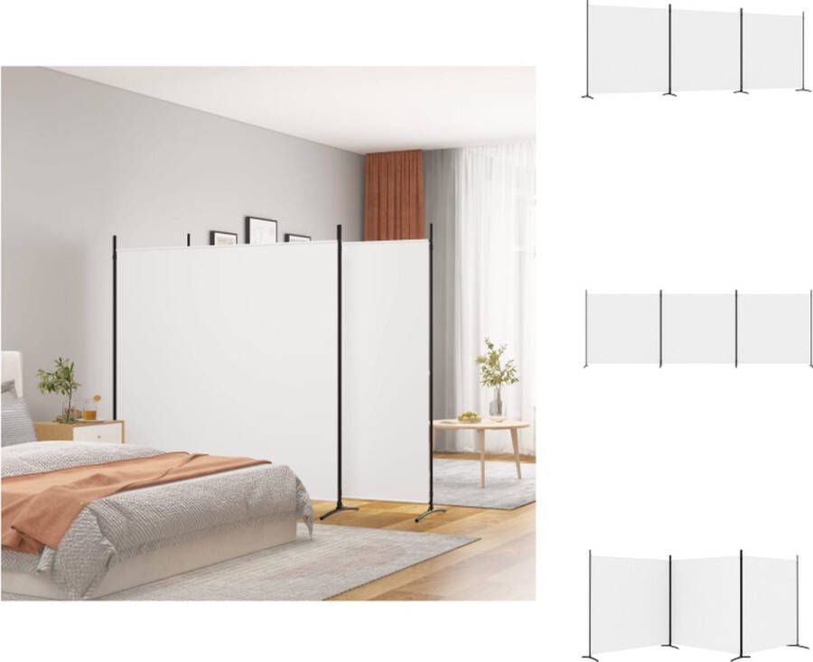 VidaXL Kamerscherm Kamerschermen Scheidingswand Ruimteverdeler Kamerscherm met 3 panelen 525x180 cm stof wit - Foto 2