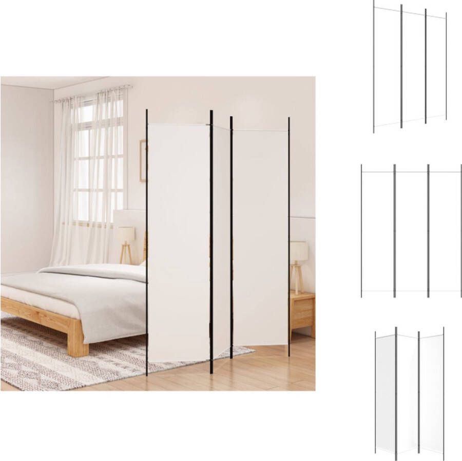 VidaXL Kamerscherm Kamerschermen Scheidingswand Ruimteverdeler Kamerscherm met 3 panelen 150x200 cm stof wit - Foto 3