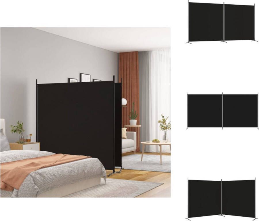 VidaXL Kamerscherm Kamerschermen Scheidingswand Ruimteverdeler Kamerscherm met 2 panelen 348x180 cm stof zwart - Foto 2