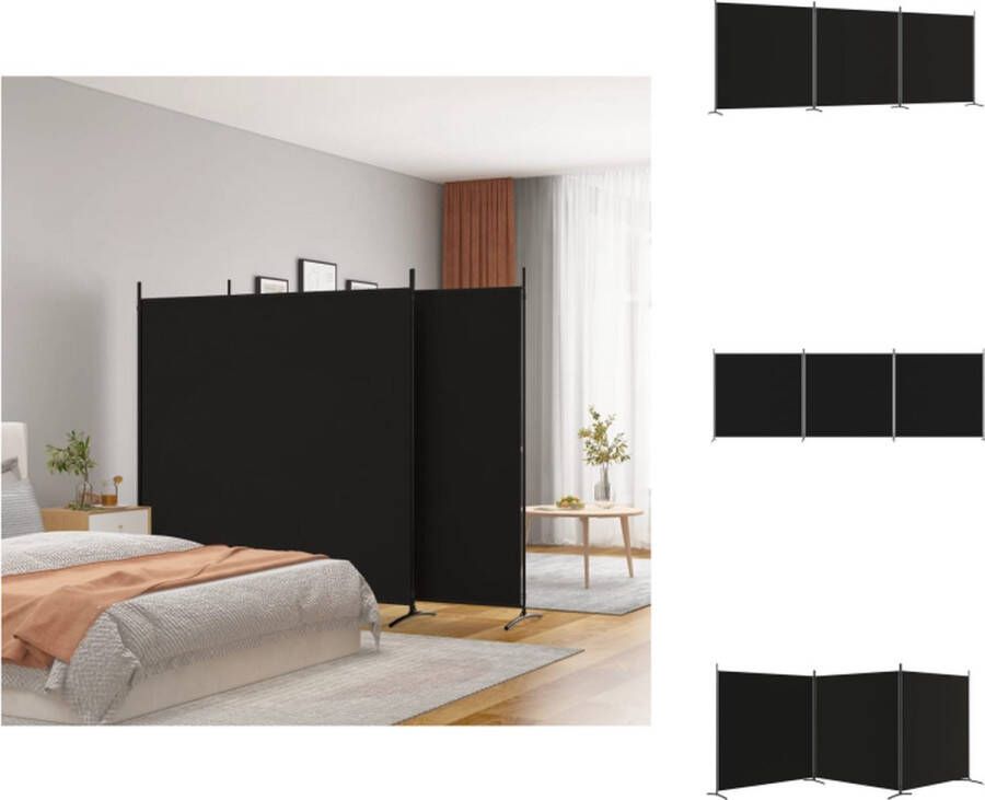 VidaXL Kamerscherm Kamerschermen Scheidingswand Ruimteverdeler Kamerscherm met 3 panelen 525x180 cm stof zwart