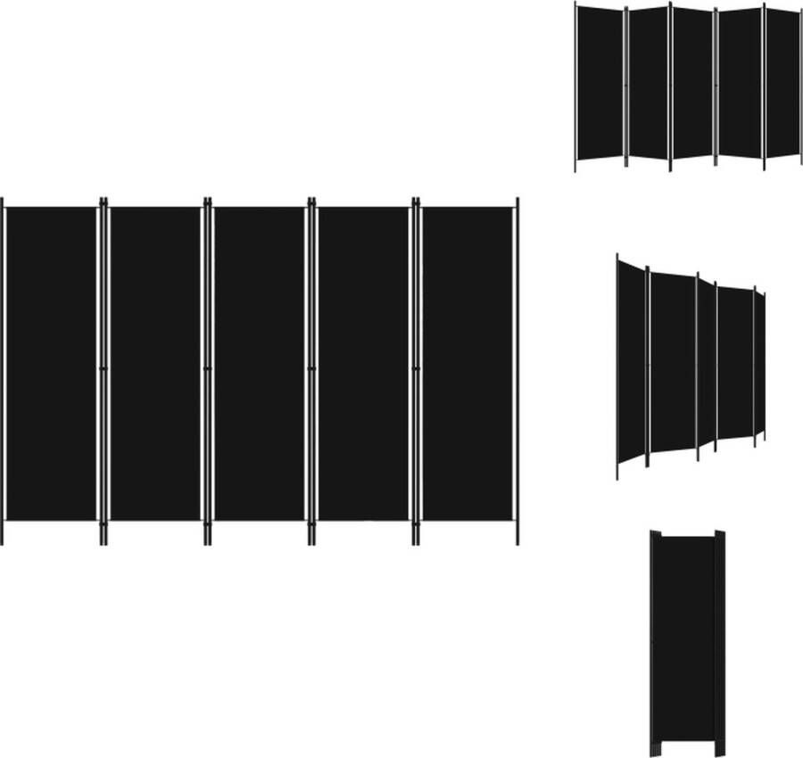 VidaXL Scheidingswand Scheidingswanden Ruimteverdeler Ruimteverdelers Kamerscherm met 5 panelen 250x180 cm zwart