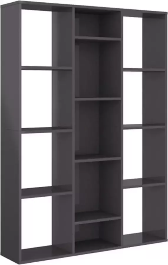 VidaXL -Kamerscherm boekenkast-100x24x140-cm-spaanplaat-hoogglans-grijs - Foto 3