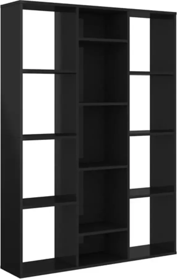 VIDAXL Kamerscherm boekenkast 100x24x140 cm spaanplaat hoogglans zwart - Foto 2