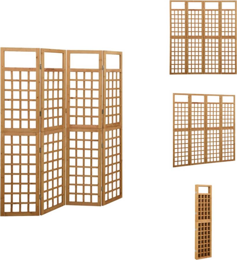 VidaXL Kamerscherm Kamerschermen Kamer Scherm Kamer Schermen Kamerscherm trellis met 4 panelen161x180 cm massief vurenhout - Foto 2