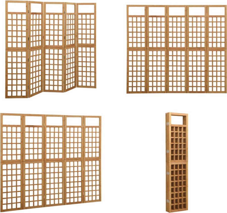 VidaXL Kamerscherm trellis met 5 panelen 201 5x180 cm vurenhout Kamerscherm Kamerschermen Kamer Scherm Kamer Schermen