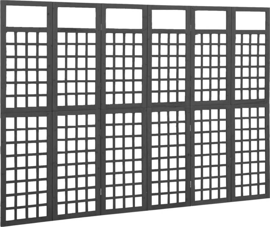 VidaXL -Kamerscherm trellis-met-6-panelen-242 5x180-cm-vurenhout-zwart - Foto 2