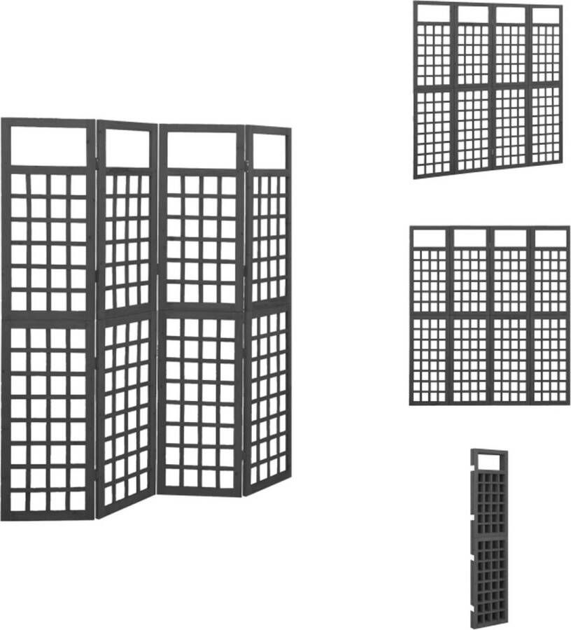 VidaXL Kamerscherm Kamerschermen Kamer Scherm Kamer Schermen Kamerscherm trellis met 4 panelen161x180 cm vurenhout zwart - Foto 2