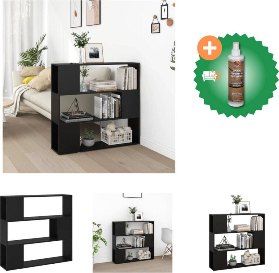 VidaXL Kamerverdeler Boekenkast 100 x 24 x 94 cm Zwart Kast Inclusief Houtreiniger en verfrisser