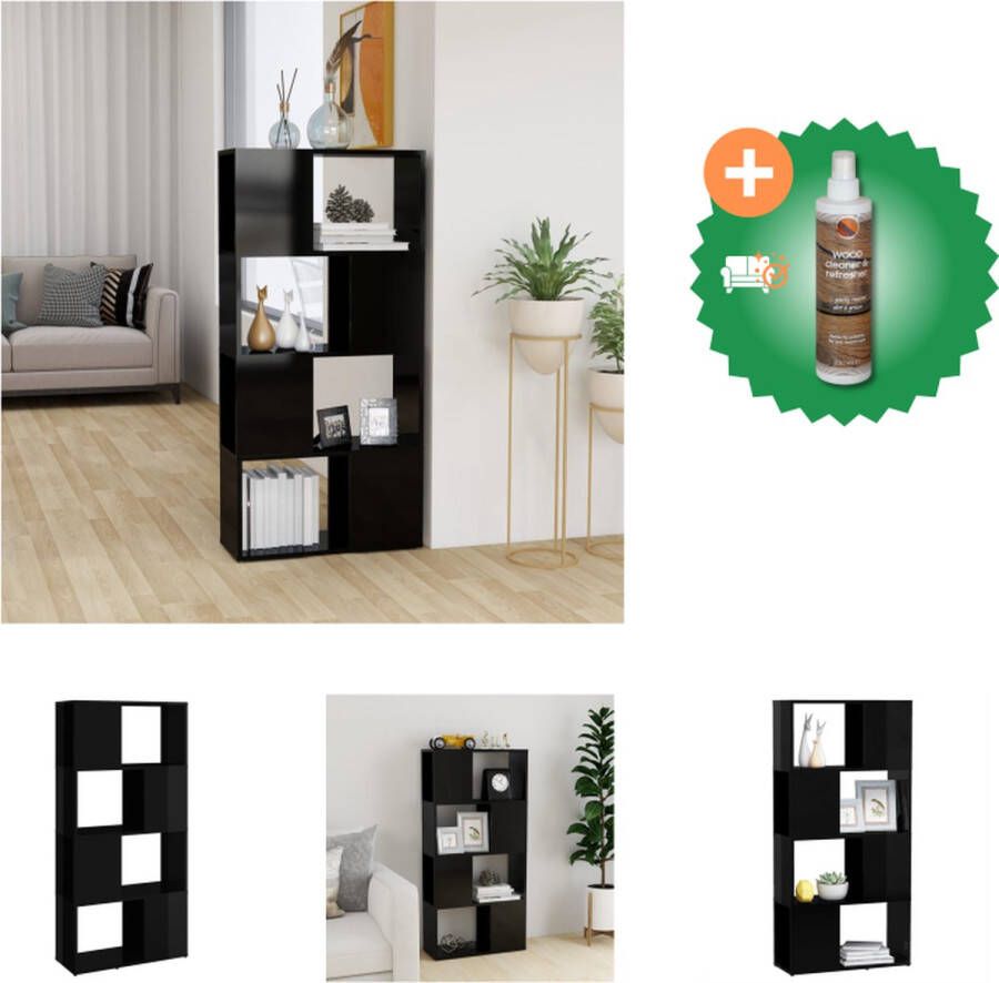 VidaXL Kamerverdeler Boekenkast 60 x 24 x 124.5 cm Hoogglans zwart Kast Inclusief Houtreiniger en verfrisser