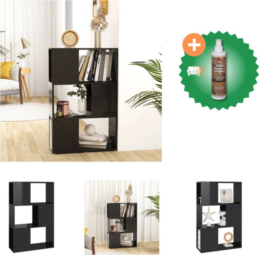VidaXL Boekenkast kamerscherm 60x24x94 cm spaanplaat hoogglans zwart Kast Inclusief Houtreiniger en verfrisser