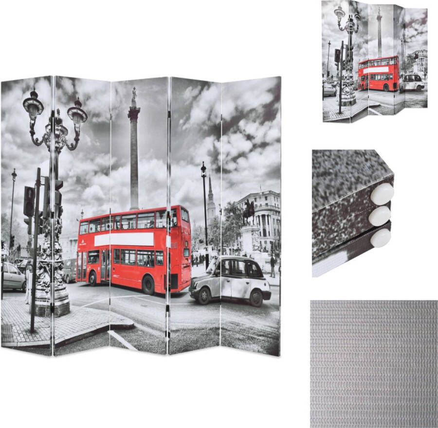 VidaXL Kamerverdeler Londen 200x170 cm Fotoprint Zwart Wit Kamerscherm