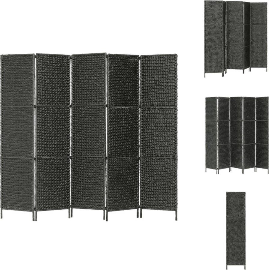 VidaXL Scheidingswand Scheidingswanden Privacy Scherm Privacy Schermen Kamerscherm met 5 panelen 193x160 cm waterhyacint zwart - Foto 2