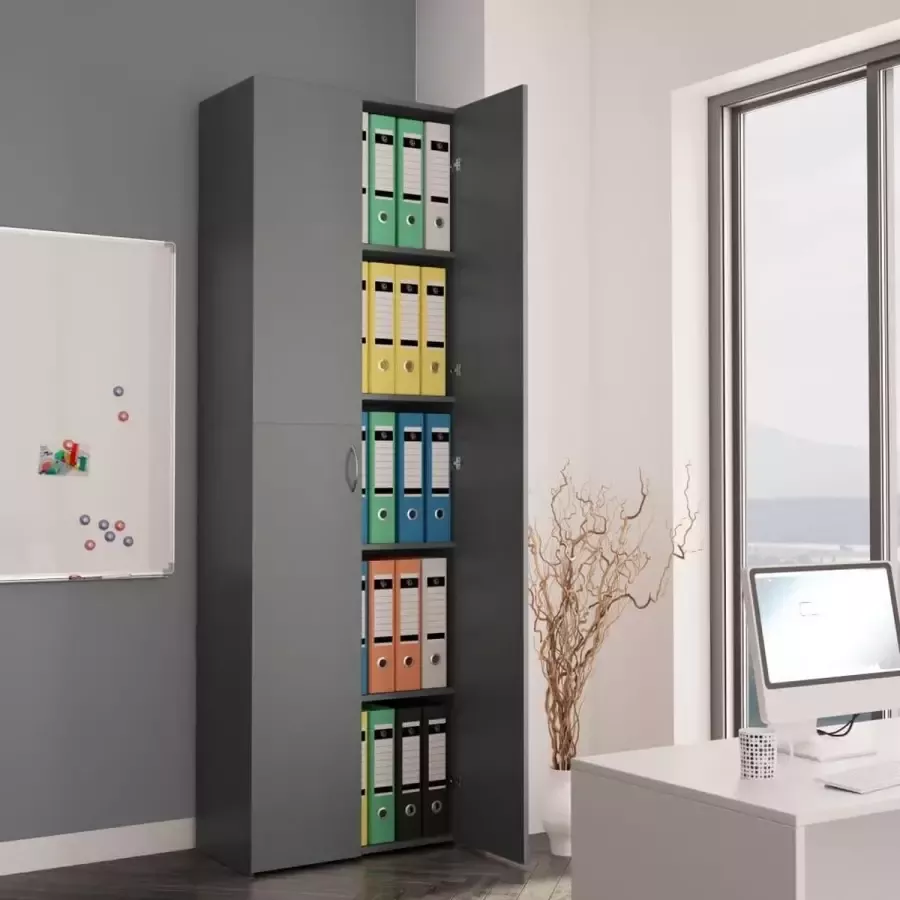 VidaXL Kantoorkast 60x32x190 cm bewerkt hout grijs - Foto 1