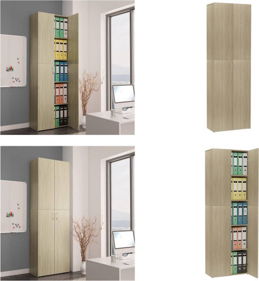VidaXL Kantoorkast 60x32x190 cm bewerkt hout sonoma eikenkleurig Kantoorkast Kantoorkasten Archiefkast Archiefkasten