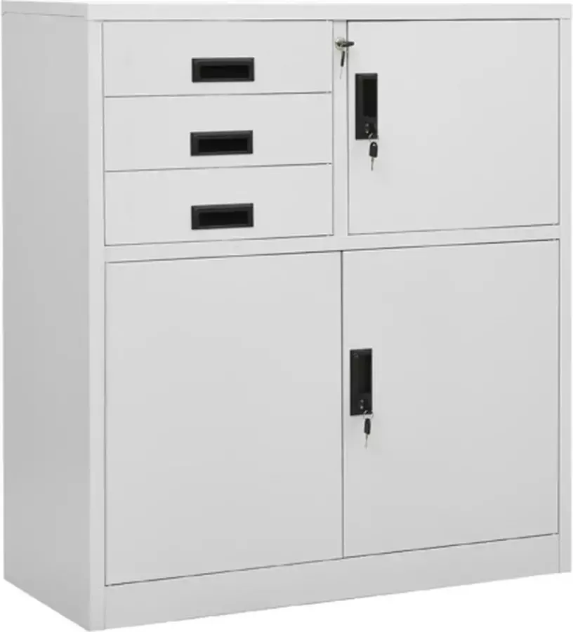VidaXL -Kantoorkast-90x40x102-cm-staal-lichtgrijs - Foto 1